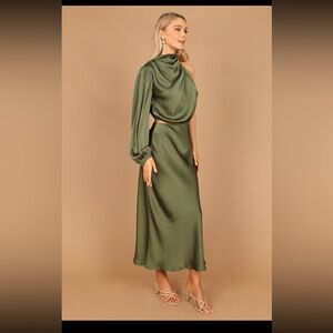 Petal & Pup Amelie One Shoulder Midi Dress Olive